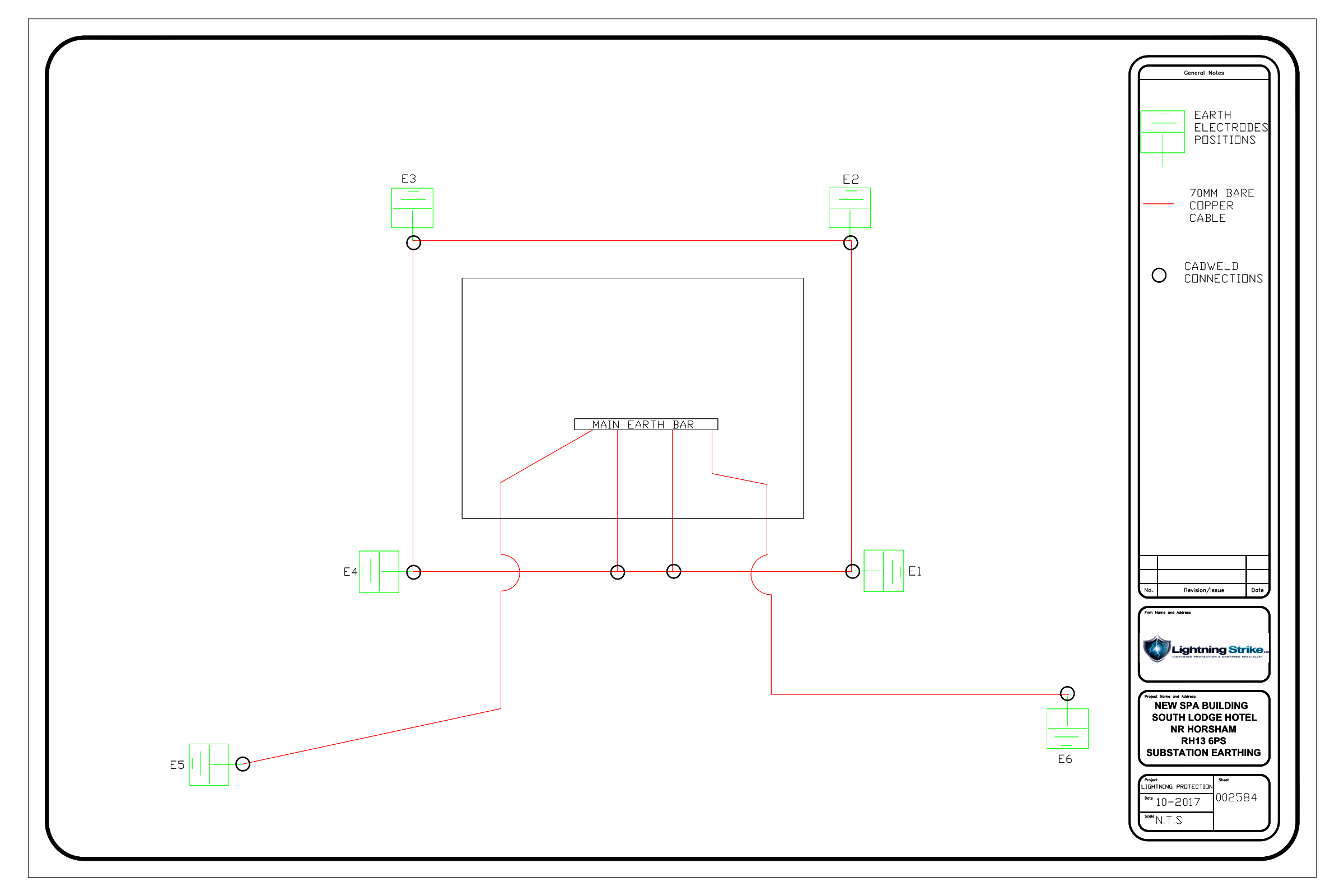 Site layout drawing for an earthing system