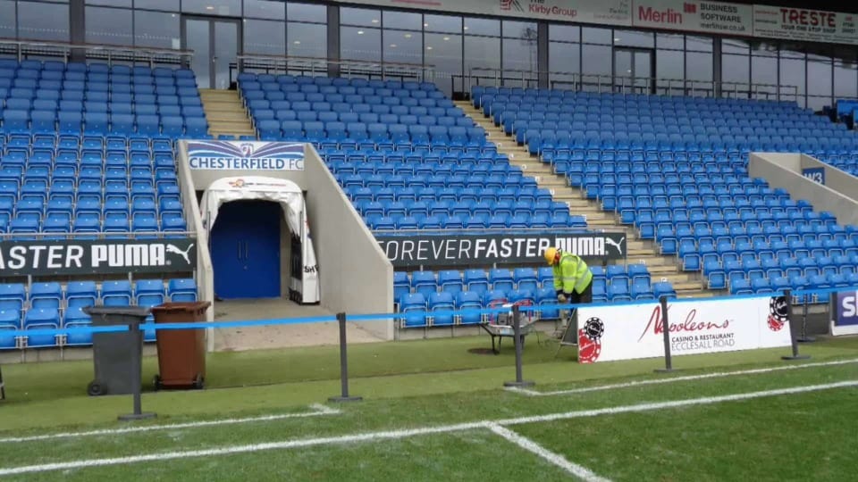 Lightning Engineer Working in Football Stadium