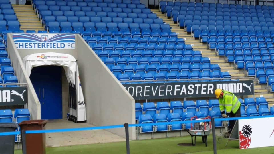 Lightning Conductor Engineer Working at Football Ground