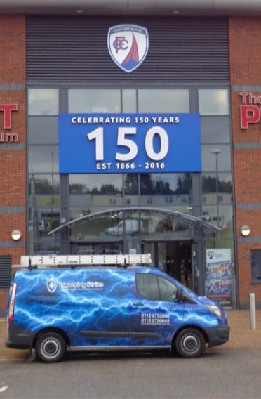 Lightning Strike Van Outside Football Club